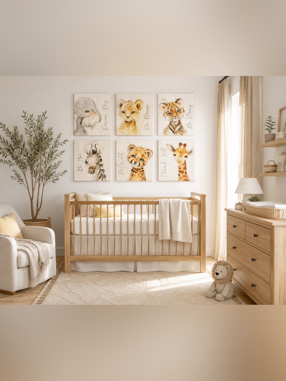 Etsy Safari Nursery Wall Art Set 6 8x10 Watercolor Baby Animal Canvas Prints